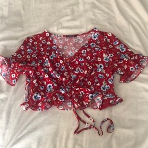 (Available in bundle only) Floral too with gathered detailing